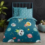 Good morning housse de couette enfant spacy 100x135 cm bleu p��trole
