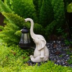 Goodeco - statue d'lphant et de girafe avec figurines de lanterne solaire, dcoration de jardin et ...