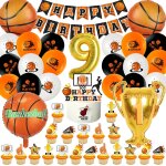 Gothicana by empdcoration anniversaire basket 9 ans - kit 52 pices pour garons et filles avec ballons, ...