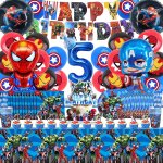 Gothicana by empkit fte decoration anniversaire, 101 pices anniversaire vaisselle, 5 ans ballon aluminium ...