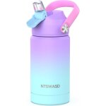 Gourde inox isotherme avec paille couverte, 350 ml bouteille d'eau acier inoxydable a gourdes sans bpa ...