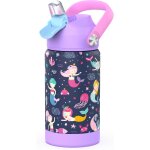 Gourde inox isotherme avec paille couverte, 350 ml bouteille d'eau acier inoxydable a gourdes sans bpa ...