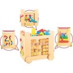 Grand chariot multi activite sur roulettes en bois 39 x 35 x 27 cm (lxlxh) - cube de marche - jouet bebe ...