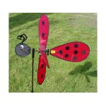 Grand moulin a vent coccinelle 75 x 65 cm rouge / noir, a planter - decoration de qualite - jardin, balcon, ...
