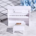 Grand piano en bois avec tabouret 1:12, accessoires miniatures pour maison de poupe, modles de jouets, ...
