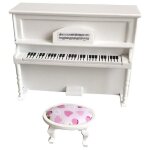 Grand piano en bois avec tabouret, mod�le miniature de maison de poup�e, blanc exquis pour maison de ...