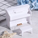 Grand piano miniature en bois, 1 ensemble, 1:12, avec tabouret, modle de maison de poupe, blanc exquis ...