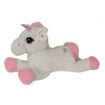 Grande licorne couchee blanche 80cm - peluche nicotoy enfant