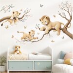 Graz design dl5027 - 03 sticker mural pour chambre d'enfant motif animaux de la jungle lions branche ...