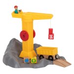 Grue de construction, jouet sr pour enfants, compatible avec des rails en bois, cadeau pour garons