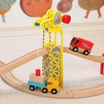 Grue a tour magntique, scne de circulation urbaine, train en bois, accessoires de piste, cadeau pour ...