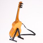 Guitare electrique en bois a echelle 1 / 6 avec support, jouet d'instruments de musique miniatures