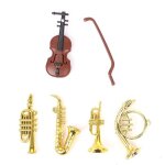 Guitare musicale miniature pour maison de poup�e, echelle 1 / 12, 5 pi�ces / ensemble, accessoires pour ...