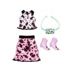 Habit barbie - jupe rose et noir et top et bottes et 1 accessoire - set v�tement poupee et mini - poupee ...