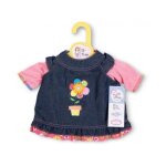 Habit poupee 38 - 46 cm : robe jeans avec une jomie fleur - zapf za12 Habit poupee 38 - 46 cm : robe jeans avec une jomie fleur - zapf za12
