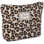 Haiyingtf leopard trousse de toilette en toile impermable avec fermeture eclair pour femme et fille ...