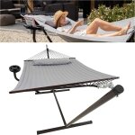 Hamac sur pied 2 places avec coussin, hamacs double portable, support solide en acier revêtu, charge ... Hamac sur pied 2 places avec coussin, hamacs double portable, support solide en acier revêtu, charge ...