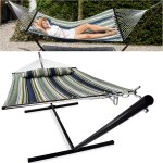 Hamac sur pied 2 places avec coussin, hamacs double portable, support solide en acier revêtu, charge ... Hamac sur pied 2 places avec coussin, hamacs double portable, support solide en acier revêtu, charge ...