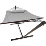 Hamac sur pied 2 places avec coussin, hamacs double portable, support solide en acier rev�tu, charge ...