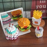 Hamburger frites minuscules granules patchwork block cake , hamburger jouet, multicolore