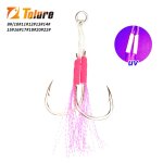 Hameons de pche en acier a haute teneur en carbone, crochets de jigging barbels avec plume filete, ...