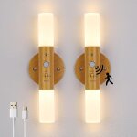 Hamiltion - lot de 2 applique murale en bois avec détecteur de mouvement, rechargeable usb lampe murale ... Hamiltion - lot de 2 applique murale en bois avec détecteur de mouvement, rechargeable usb lampe murale ...
