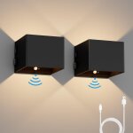 Hamiltion - 2pcs 5w applique murale interieur a piles avec dtecteur de mouvement lampe murale sans fil ...