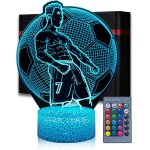 Hamiltion - football veilleuse pour enfants, 3d illusion no. 7 football figurine lampe dimmable 16 couleurs ...