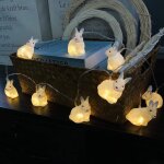 Hamiltion - guirlande lumineuse 1, 65 m avec 10 led en forme de lapin blanc chaud, fonctionne avec des ...