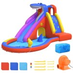 Happy hop toboggan a eau gonflable avec piscine 450x320x240 cm pvc