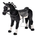 Happy people 58041 cheval de dressage en peluche a monter avec selle faon cuir