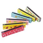 Harmonica en bois a 16 trous pour enfants, double range soufflante, joli motif de dessin anim, jouets ...