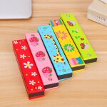 Harmonica en bois a 16 trous, jouets educatifs pour enfants, instrument a vent de dessin anim�, mignon, ...