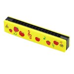Harmonica en bois, 16 trous, motif de fruits, instrument musical, jouet educatif pour enfants