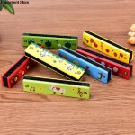 Harmonica en bois peint de dessin anim�, couleur al�atoire, jouets musicaux educatifs pour enfants, couleur ...