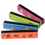 Harmonica en bois peint a double range de seize trous, jouets d'ducation prcoce d'veil des enfants ...
