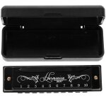 Harmonica noir haut de gamme ¿ abs et mtal durables, cadeau idal pour les mlomanes, design compact ...