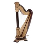 Harpe en bois a 8 cordes pour maison de poupée, instrument de musique miniature a cordes, 1:12 Harpe en bois a 8 cordes pour maison de poupée, instrument de musique miniature a cordes, 1:12