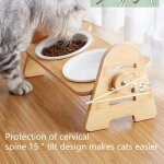 ?haute gamelle pour chat et chiot bol inclin� pour chat et chien avec support en bois - 2 bols