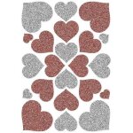 Herma - sticker magic coeurs rouge argent 22 sticks 1 feuille 85x120mm 6387