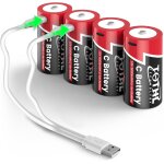 Heue - lot de 4 batteries rechargeables baby c usb 2 en 1 au lithium c, piles c cell li - ion, lr14 1, ... Heue - lot de 4 batteries rechargeables baby c usb 2 en 1 au lithium c, piles c cell li - ion, lr14 1, ...