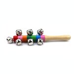 Hochet arc - en - ciel en bois color� pour b�b�s, 10 cloches a percussion, instruments orff