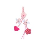 Hochet berceau porte t�tine fleurs roses 20cm
