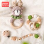 Hochets en bois pour b�b�, crochet girafe, cloche musicale, nom personnalis�, sucette cha�ne, bracelets ...