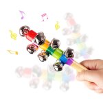 Hochet en bois de couleur arc - en - ciel, cloche a main, musique, jouets pour b�b�, instruments