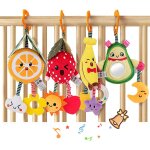 Hochets a fruits suspendus jouets pour b�b�s avocat, banane, orange et fraise, poussette pour berceau, ...