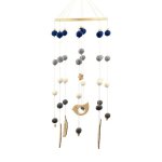Hochet mobile en bois pour bb, boules de laine, cloche de lit, berceau, jouet, cheval, nuages, oiseaux, ...