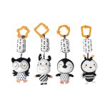 Hochet a suspendre pour b�b�, 4 pi�ces, tumama, peluche pour b�b�, jouet de poussette, hibou, abeille, ...