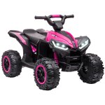 Homcom quad buggy electrique enfant 12 v 3 km / h max. effets lumineux et sonores rose noir