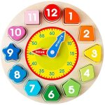 Horloge en bois jouet enseignement educatif formes trieur puzzle num�ros gar�ons filles bambin b�b� enfants ...